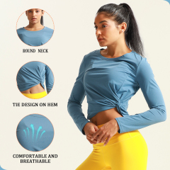 Women's Chic Crop Top Fitness Shirt Set