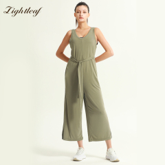 Women's Vest Style Back Hollow Out Wide Leg Pants