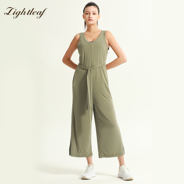 Women's Vest Style Back Hollow Out Wide Leg Pants