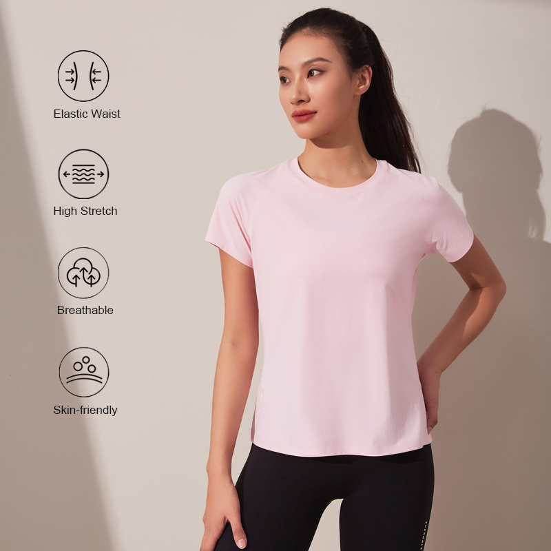 Women's high elastic simple short sleeve