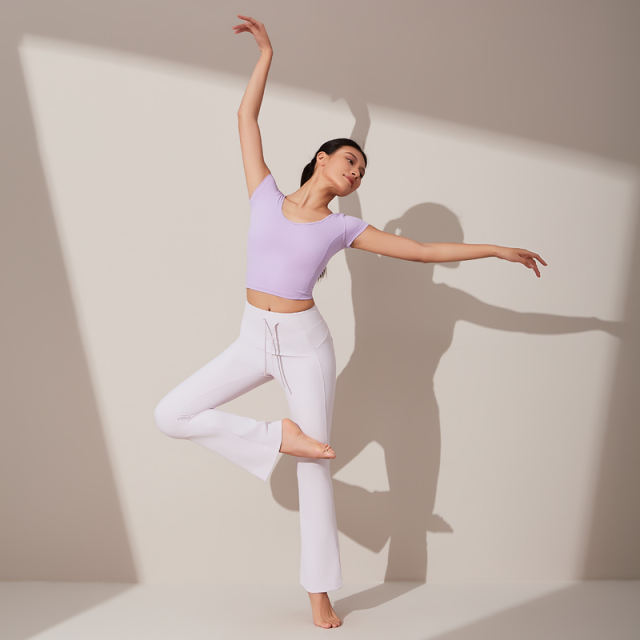 Women's high elastic low neckline tight short sleeves