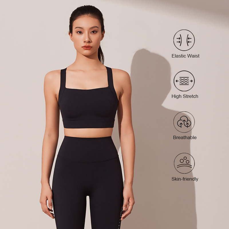 Custom Logo Bonded Technology Activewear Yoga Pilates Bar High Support Sports Bra