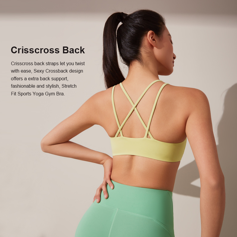 OEM&ODM Services Cross Back Activewear Pilates Bra Women Running Sport Bra Top