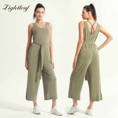 Women's Vest Style Back Hollow Out Wide Leg Pants
