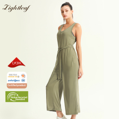 Women's Vest Style Back Hollow Out Wide Leg Pants