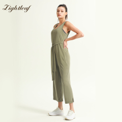 Women's Vest Style Back Hollow Out Wide Leg Pants
