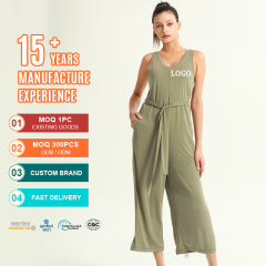Women's Vest Style Back Hollow Out Wide Leg Pants
