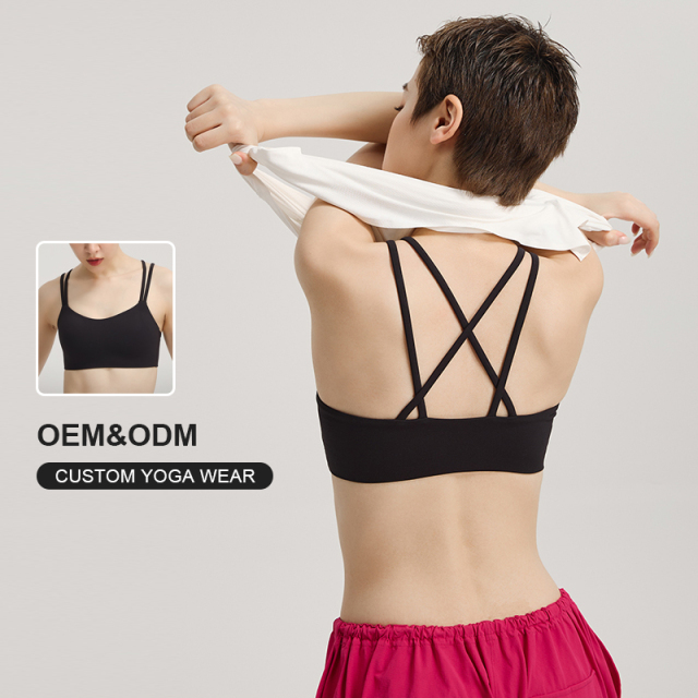 OEM&ODM Services Cross Back Activewear Pilates Bra Women Running Sport Bra Top