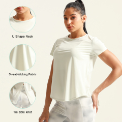 Women's Breathable Quickly Dry Running Gym Fitness Short Sleeve Sport T-Shirt