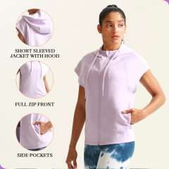 Short Sleeve Hood Activewear Custom Women Breathable UPF50+  Running Outdoor Quick Dry