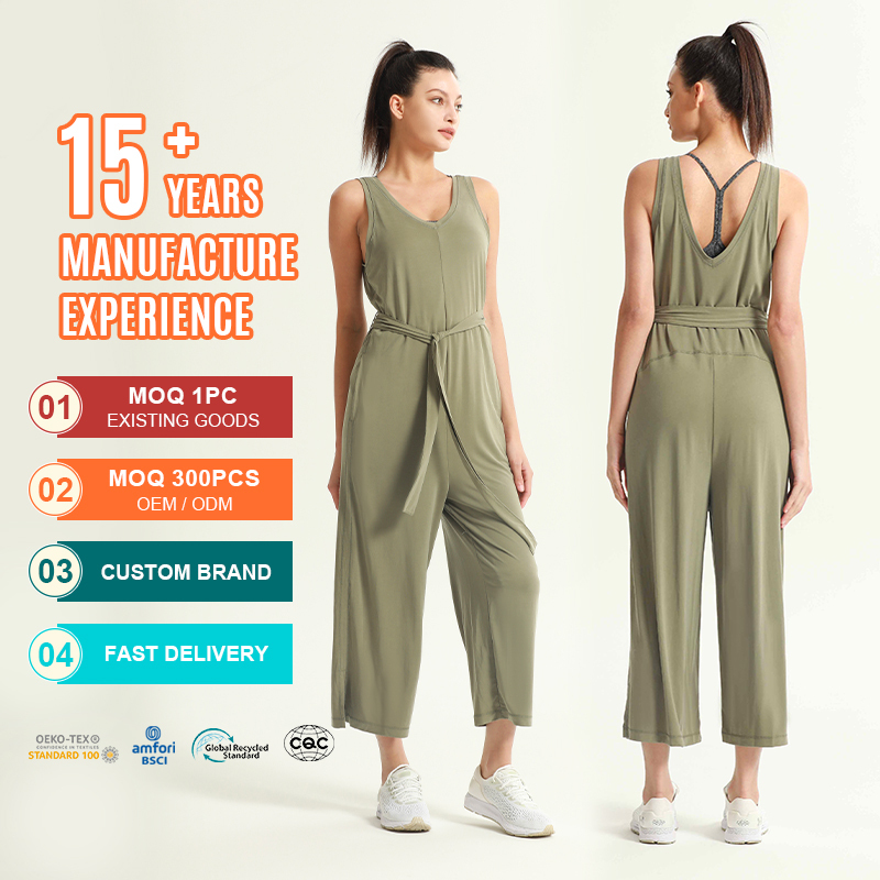 Women's Vest Style Back Hollow Out Wide Leg Pants