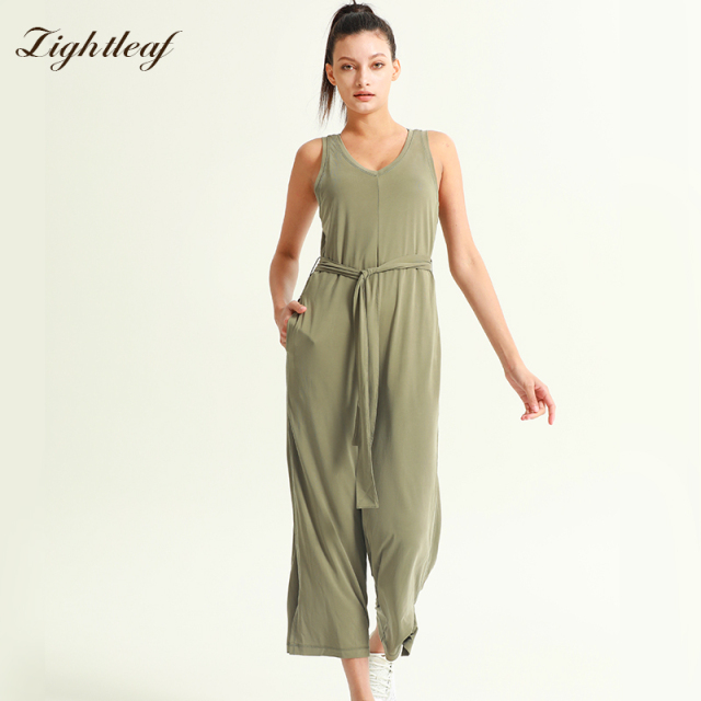 Women's Vest Style Back Hollow Out Wide Leg Pants