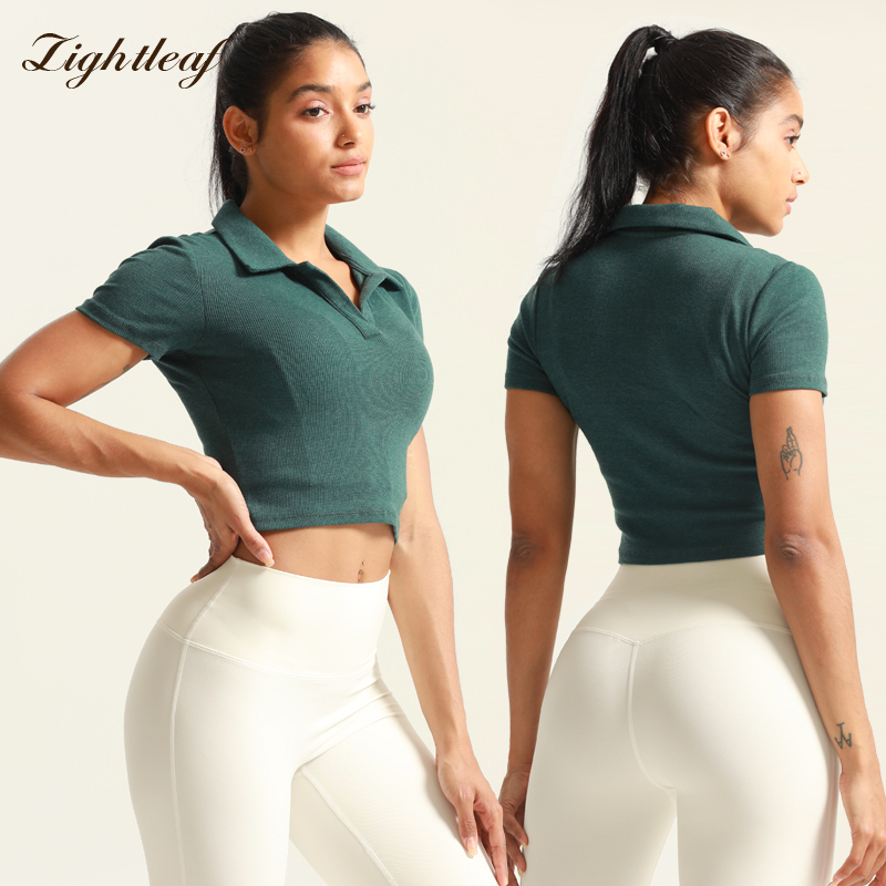Women's V Neck Short Sleeve Slim Fit Crop Top