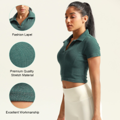 Women's V Neck Short Sleeve Slim Fit Crop Top