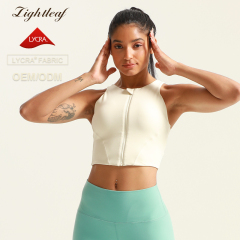Women's Zip Front Sports Bras Fitness Crop Tank Tops