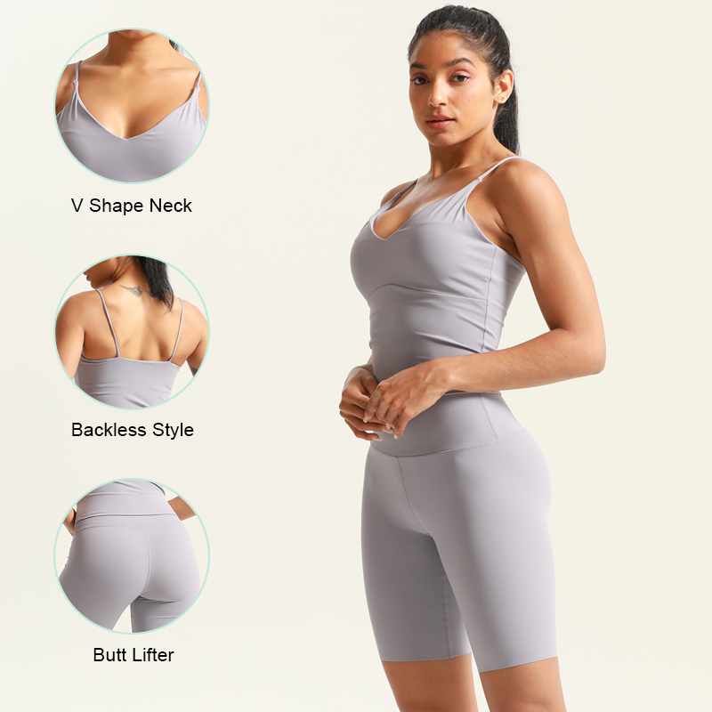 Women's V Neck Spaghetti Strap Tank Tops & Shorts Set