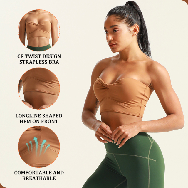 Women's Strapless Tube Top Sports Bra & Leggings Set