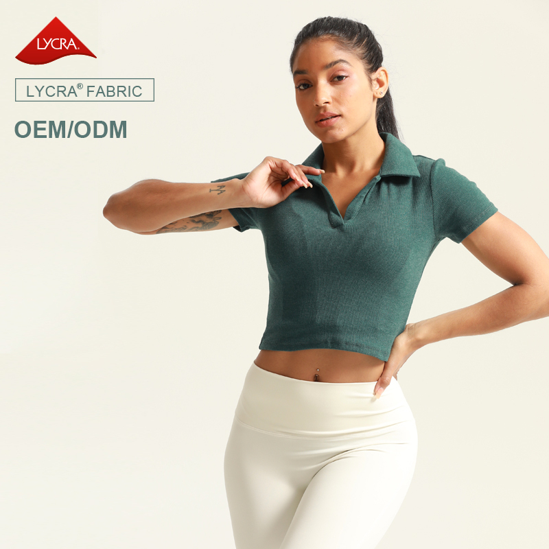 Women's V Neck Short Sleeve Slim Fit Crop Top