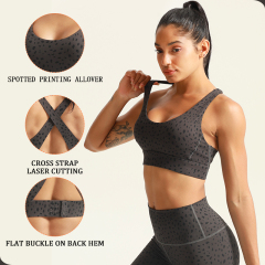 Laser Leopard Print Bra+Legging Sets Gym Yoga Customized Women's Sports Wear