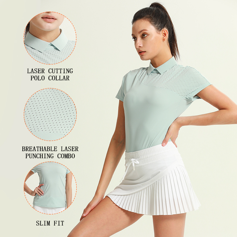 Women's Short Sleeve Sport Laser Polo T-Shirt