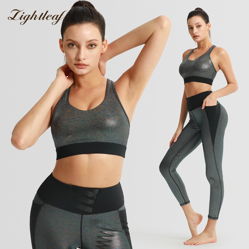 Laser Digital Print Bra+Legging Sets Gym Yoga Customized Women's Sports Wear