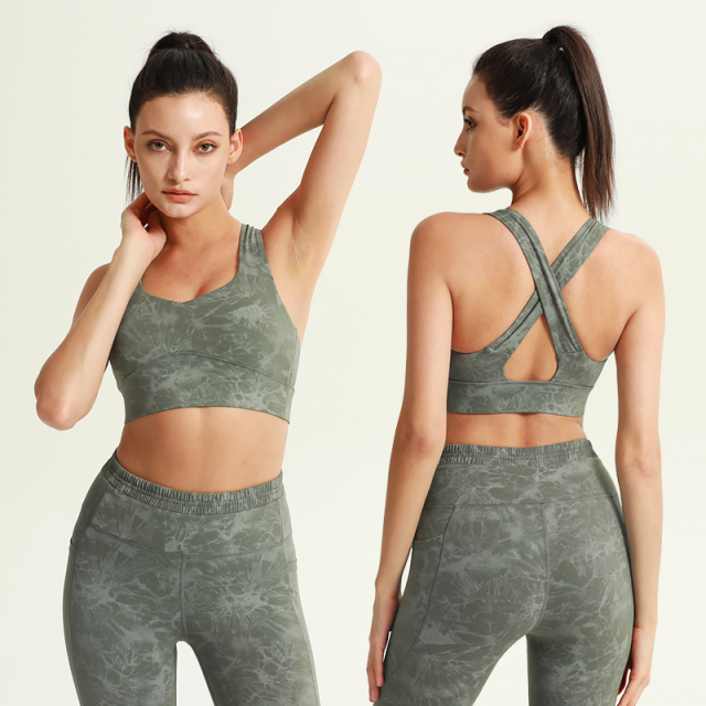 Women Print Breathable Bra & Legging Yoga Fitness Set