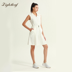 Women's Breathable Zippered Collar Belt Jumpsuit