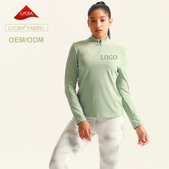 Custom Women's Lightweight 1/4 Zip Long Sleeve Sports Shirts