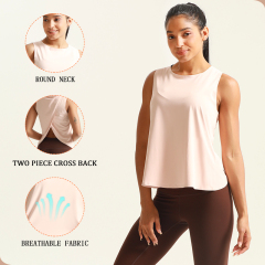 Custom Women's Fashion Quick-Drying Lightweight Sports  Cross Back Tank Top