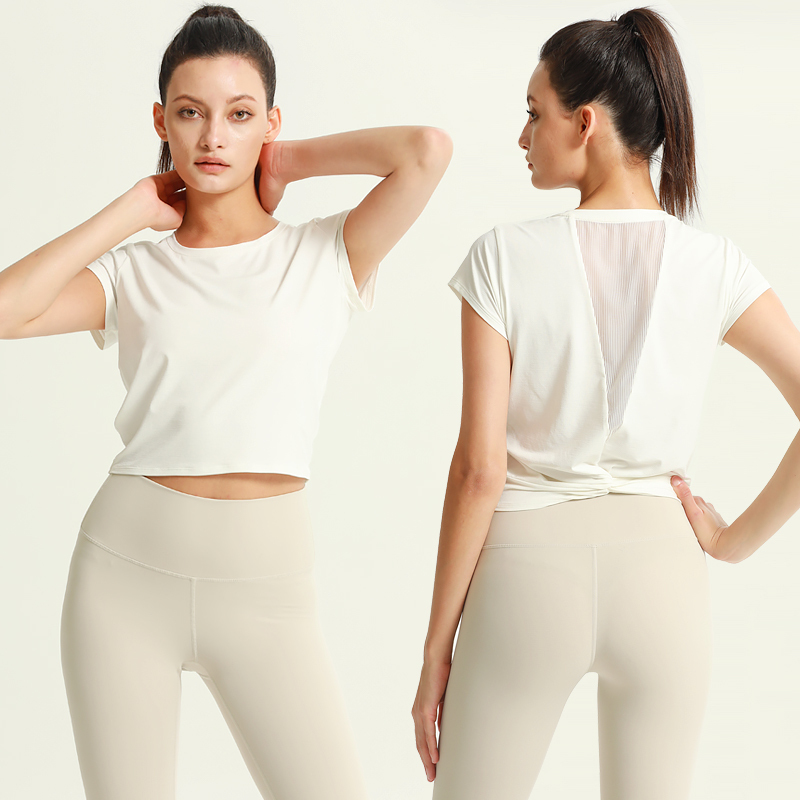 Women's Breathable Running Gym Fitness Short Sleeve Mesh Fabric Sport T-Shirt