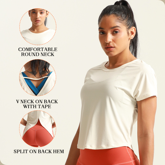 Women's Running Gym Fitness Short Sleeve Sport T-Shirt