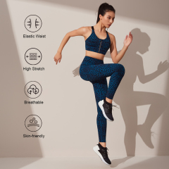 Laser Cut Women's Breathable Zippered Bonded Bra Legging Sets Sportswear
