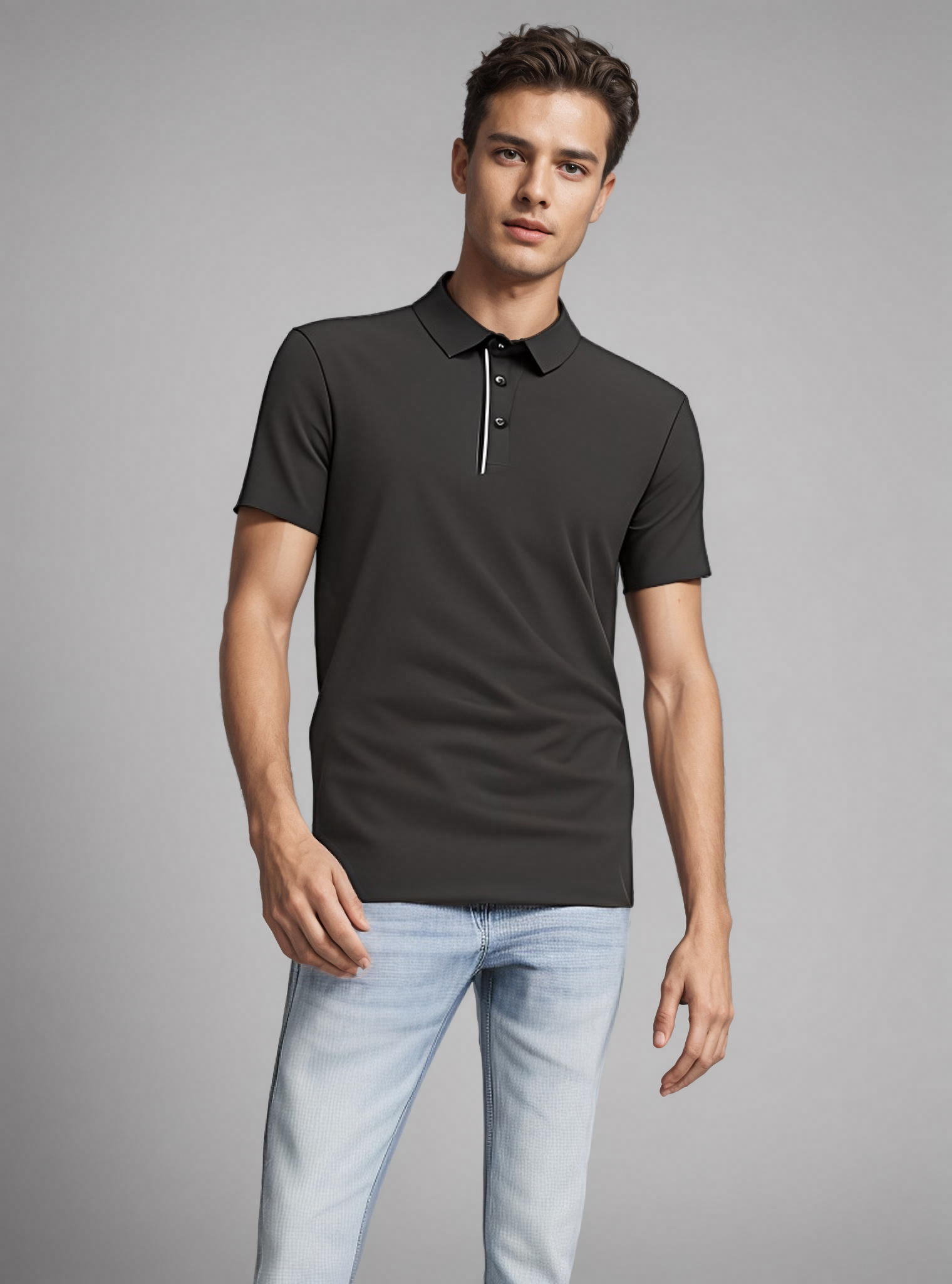Men Short Sleeve Ice Silk Polo Shirt