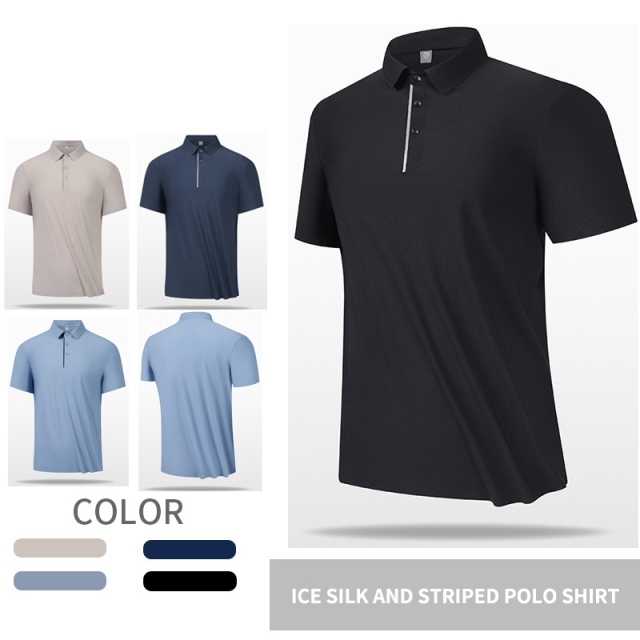 Men Short Sleeve Ice Silk Polo Shirt