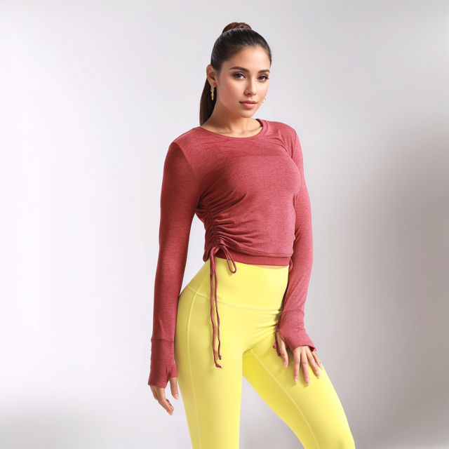 OEM/ODM Women Yoga Sport Shirts Gym Wear Long Sleeve Crop Tops