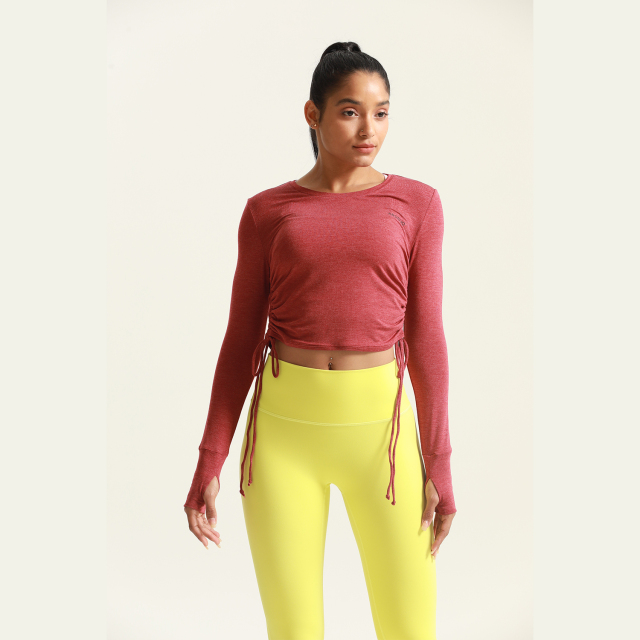 OEM/ODM Women Yoga Sport Shirts Gym Wear Long Sleeve Crop Tops