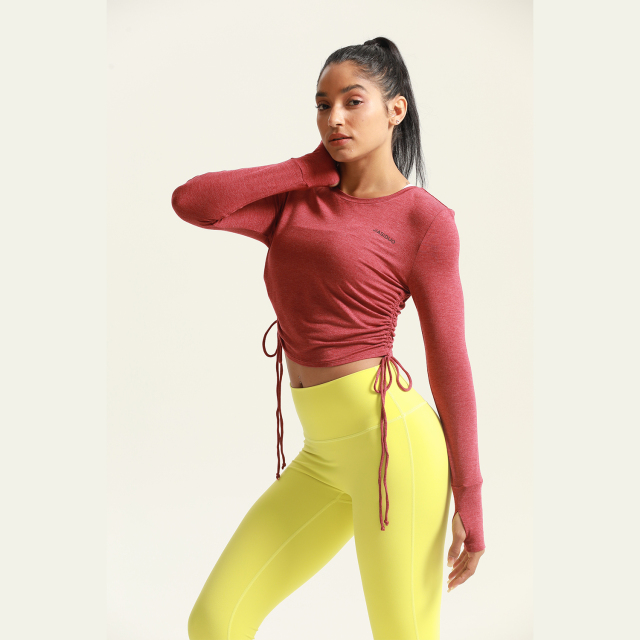 OEM/ODM Women Yoga Sport Shirts Gym Wear Long Sleeve Crop Tops