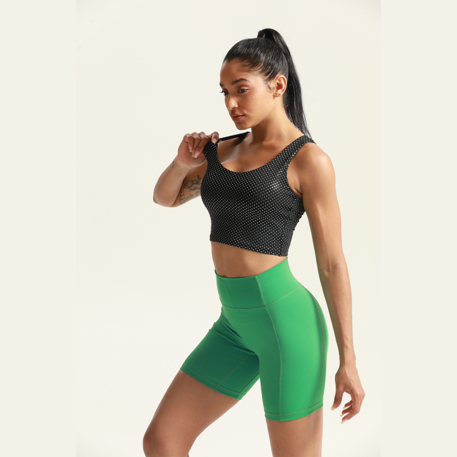 Custom Women Workout Crop Tank Tops Gym Fitness Shorts  Sets
