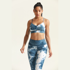 Custom Design Women Activewear Tie-Dye Cross Back Sports Bra