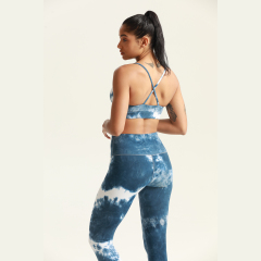 Custom Design Women Activewear Tie-Dye Cross Back Sports Bra