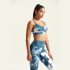 Custom Design Women Activewear Tie-Dye Cross Back Sports Bra