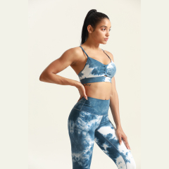 Custom Design Women Activewear Tie-Dye Cross Back Sports Bra