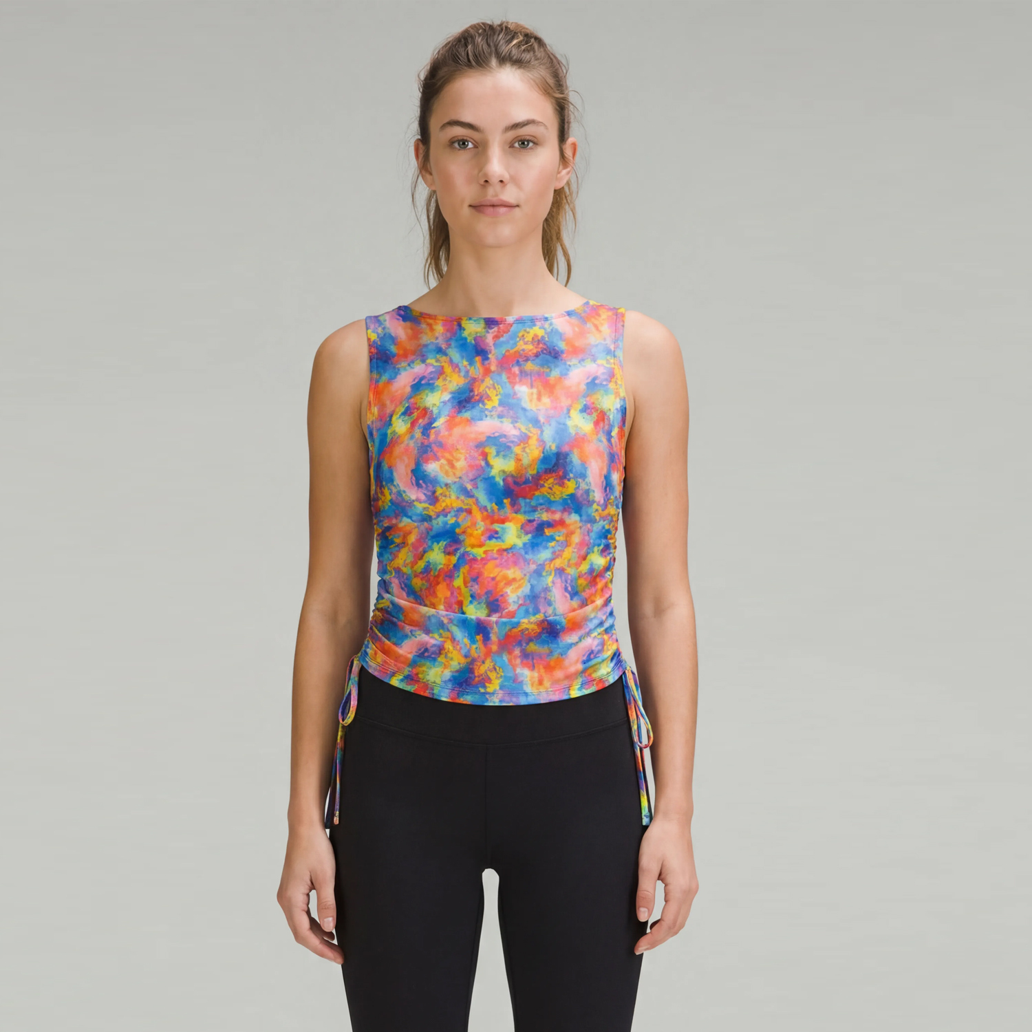 Colorful Tie-Dye Printed Sleeveless Gym Yoga Tops