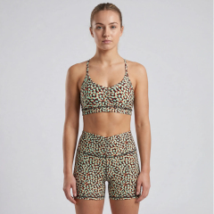 Women's Spaghetti Strip Racerback Sports Bra Printed Yoga Set