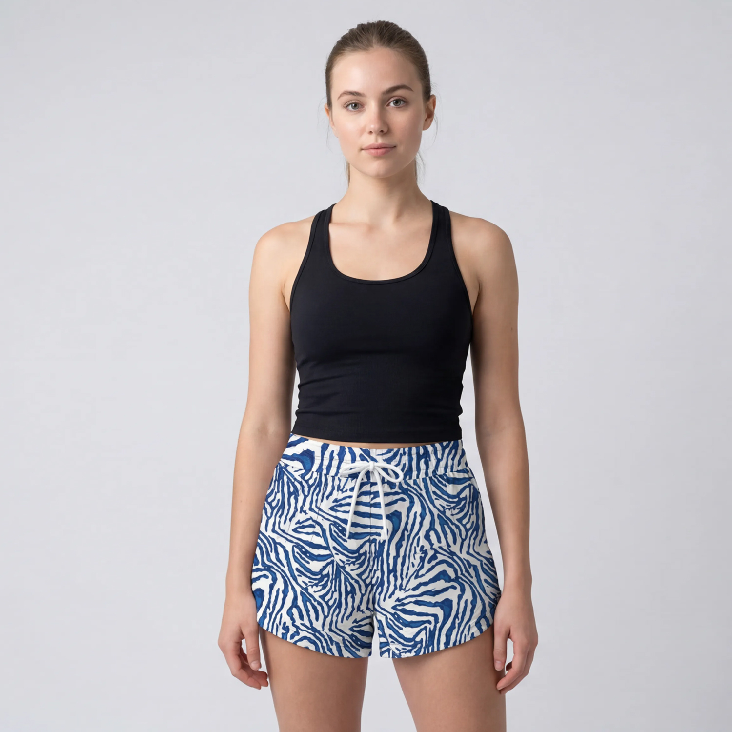Women's Printed Drawstring Running Gym Shorts