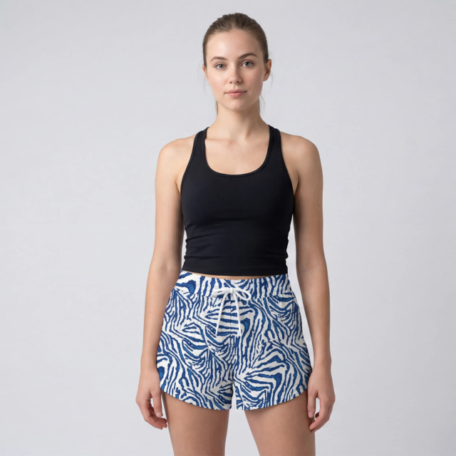 Women's Printed Drawstring Running Gym Shorts