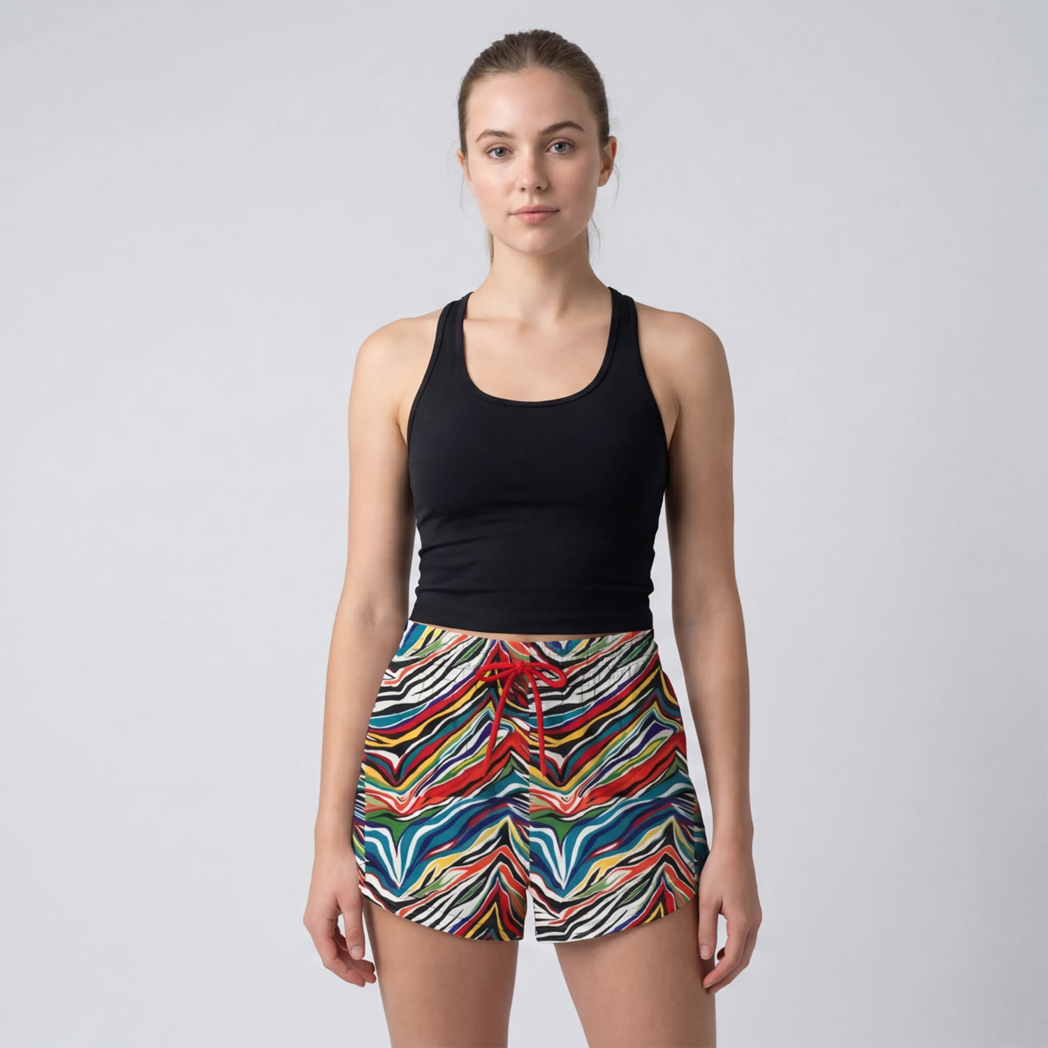 Women's Printed Drawstring Running Gym Shorts