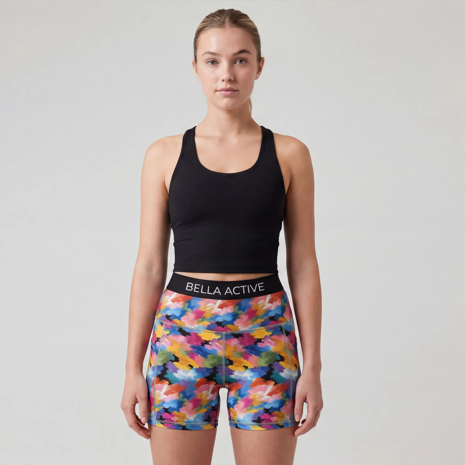 Women's Watercolor Abstract Print Biker Running Shorts