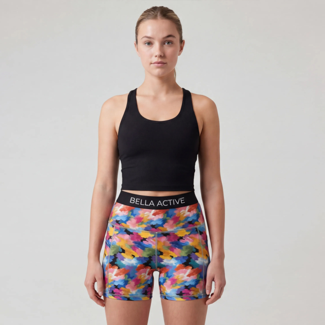 Women's Watercolor Abstract Print Biker Running Shorts