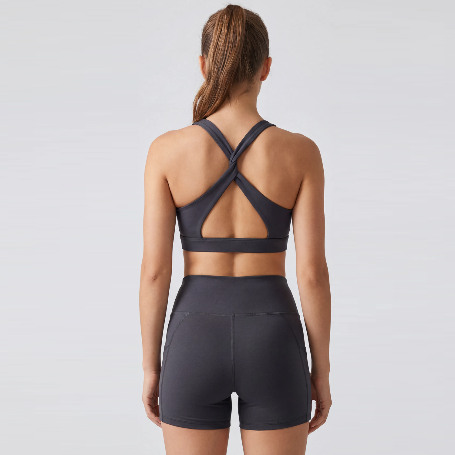 Women's Cross Back Sports Bra Yoga Shorts Set